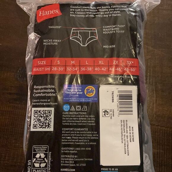 Hanes Comfort Flex Waistband Briefs - Black, Gray, Blue - Picture 6 of 6